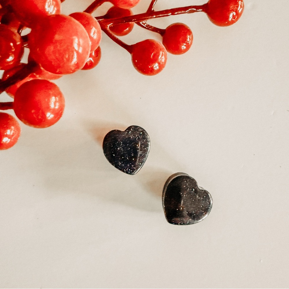 Blue Sandstone Heart Shaped Ear Plugs. Gauge Size 5/8”(16mm)